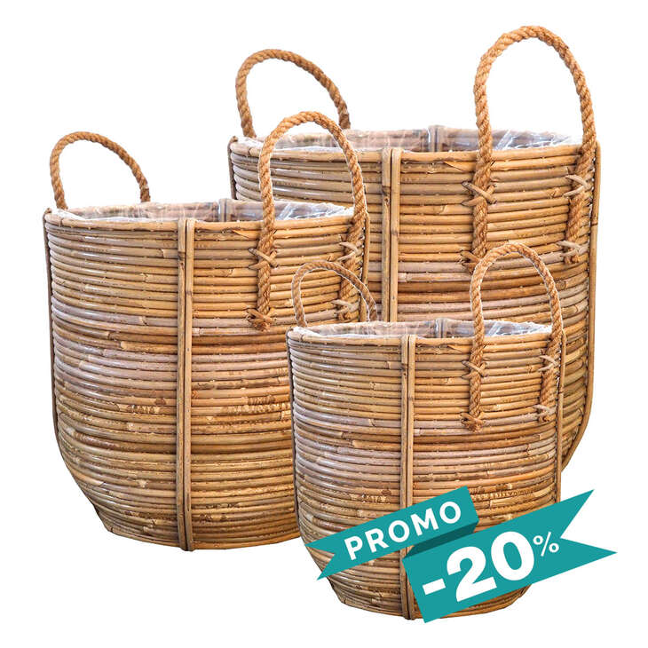 Acheter Set • Kooboo // Cache-pots Egg Anses Naturel : 